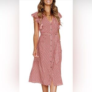 Pink Ruffled Tie Front Sundress